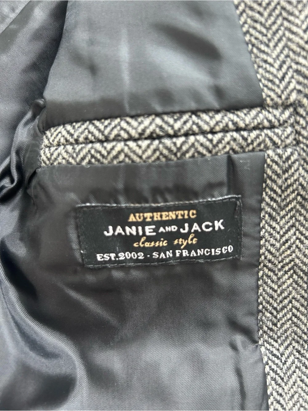 Janie and Jack Gray Herringbone Girls' Blazer